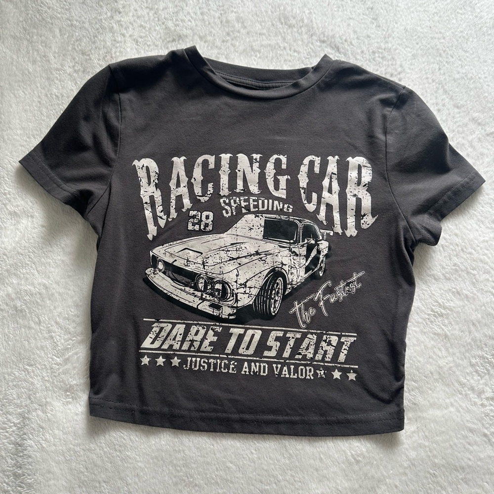 Black Racing Car Graphic Tee